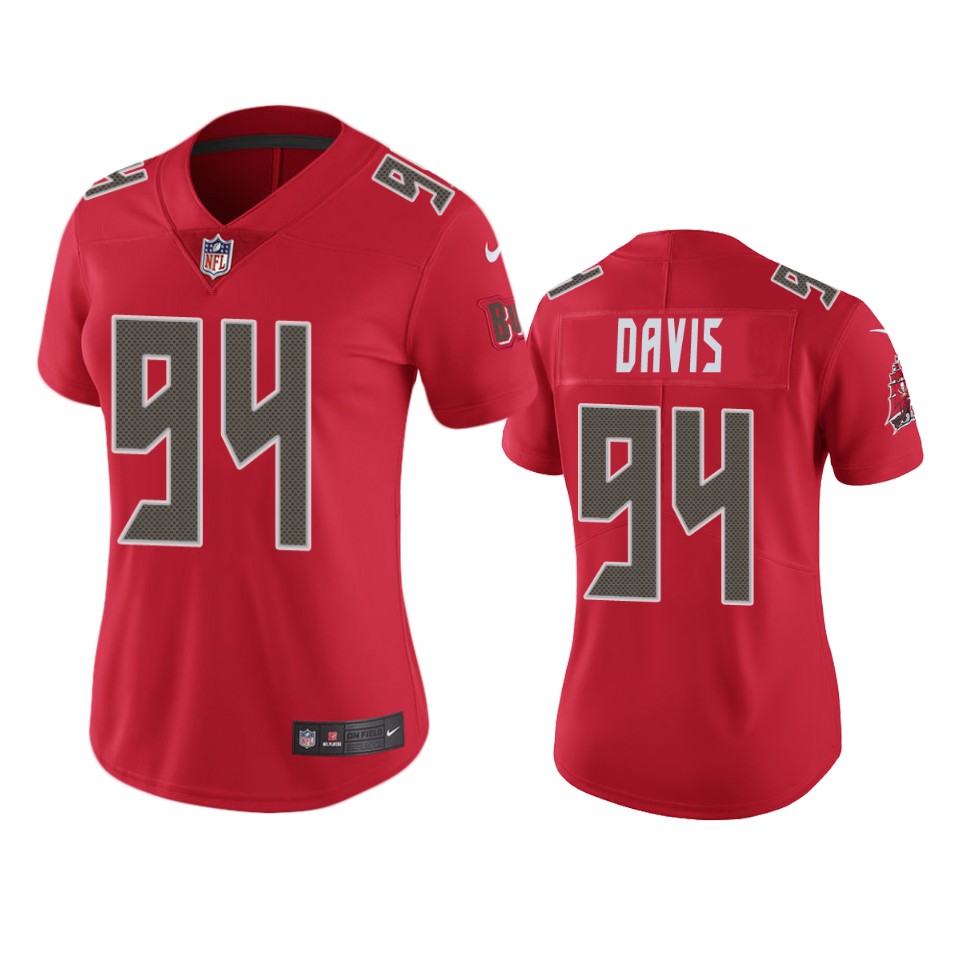 Tampa Bay Buccaneers Women Nike NFL  #94 Khalil Davis Red Color Rush Limited Jersey->women nfl jersey->Women Jersey